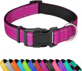 Reflective Dog Collar, Adjustable Soft Neoprene Padded Nylon Pet Collars by PWOD