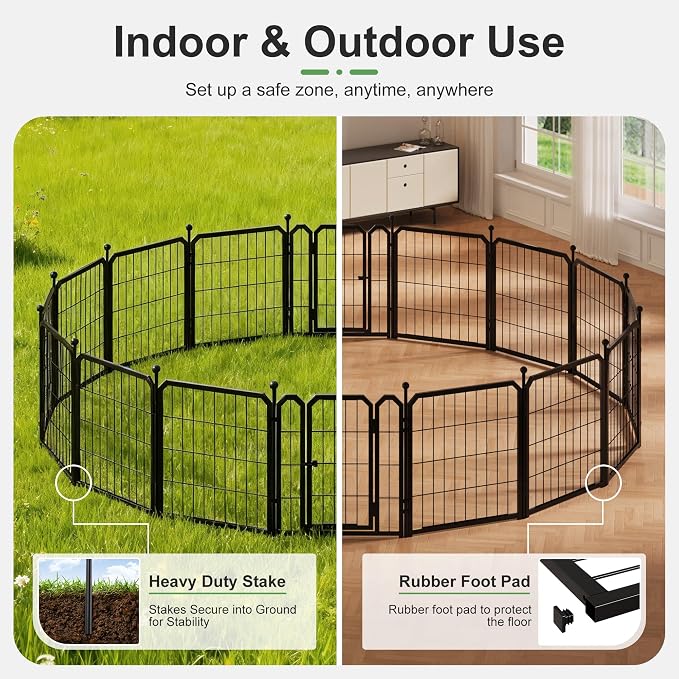 Dog Playpen for Indoor & Outdoor, 24 inch 8 Panels Metal Puppy Playpen for - Image 6