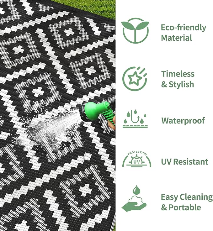 GENIMO Outdoor Rug for Patio Clearance, Reversible Plastic Straw Rugs for RV - Image 5