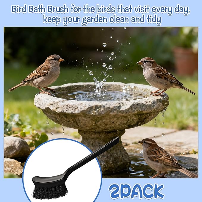 2 Pcs Bird Bath Brush Black Hard Bristle Cleaning Brush - Image 4