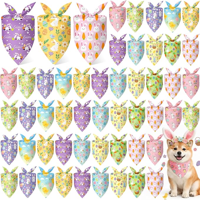 Weewooday 50 Pcs Easter Dog Bandanas Bulk by Weewooday