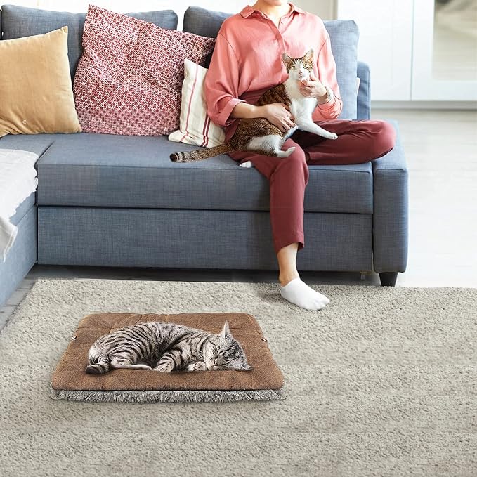 Self Warming Cat Bed, Foldable Self Heated Cat Mat Extra Warm Thermal Heating - Image 7