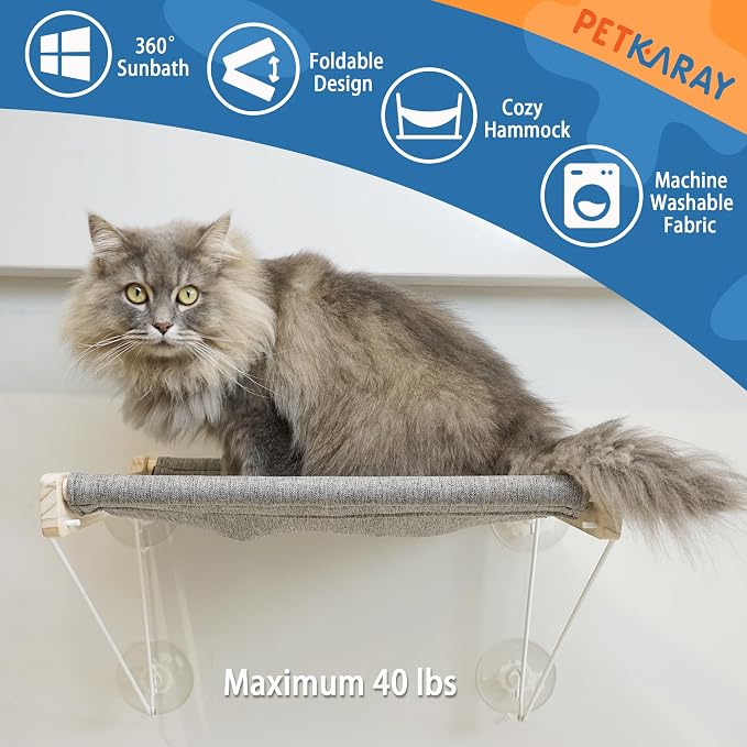 PETKARAY Cat Window Perch, Foldable Cat Hammock - Image 3