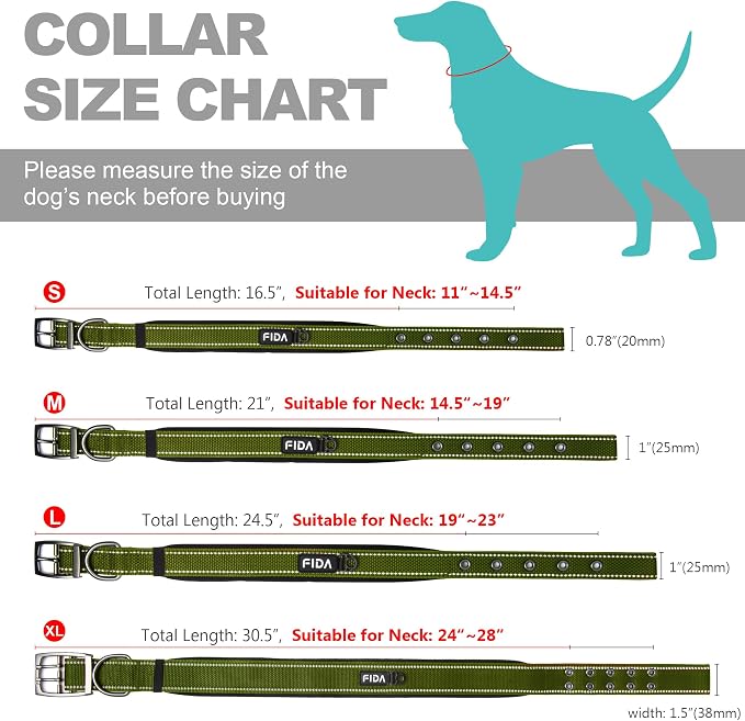 Fida Heavy Duty Dog Collar for Medium Dogs, Ultra Comfortable Soft Neoprene - Image 6