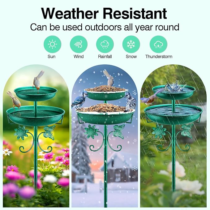 Daoeny Bird Bath for Outside, 42In Vintage Freestanding Birdbaths for Outdoors - Image 5