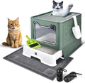 Cat Litter Box with Litter Mat, Foldable Extra Large Free in and Out/One-Way by HOMAGICO