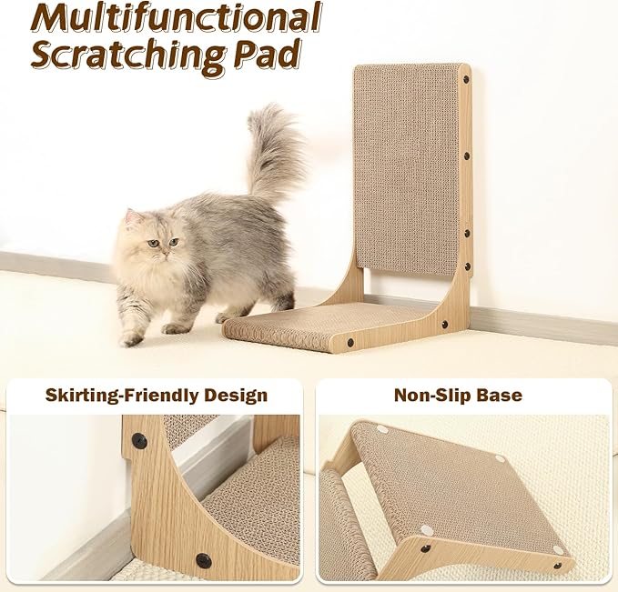 Zakkart 2-Pack Cat Scratching Board, 19.7'' Tall Cardboard L Shape Vertical Cat - Image 5