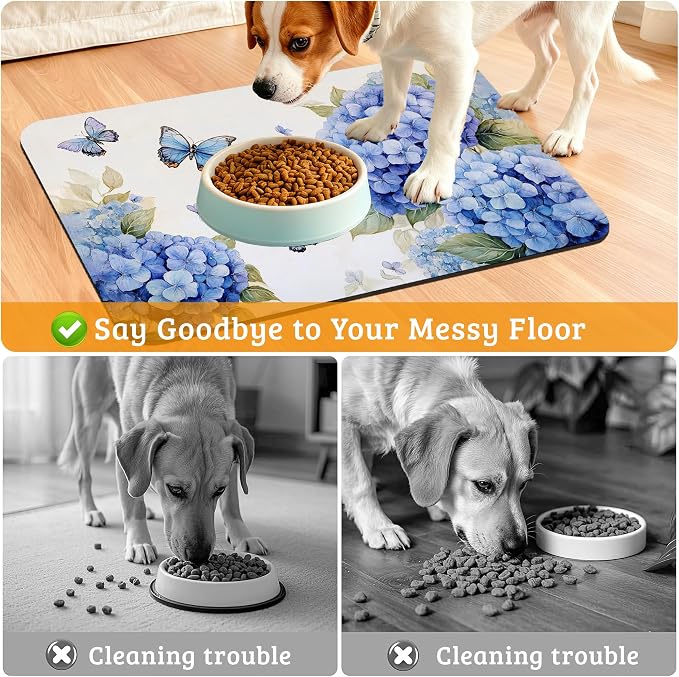 Pet Feeding Mat, Non-Slip Water Bowl Placemat, Pet Supplies 12" x 20" - Image 4