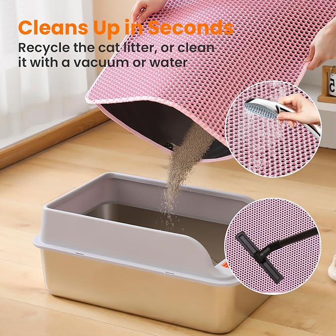 Jumbo Cat Litter Mat, 46x26 Inches Double Layer Honeycomb Litter Trapping Mat - Image 5