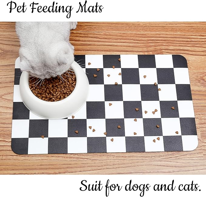 Ralxion Checkered Dog Feeding Mat, Absorbent Mats - Image 4