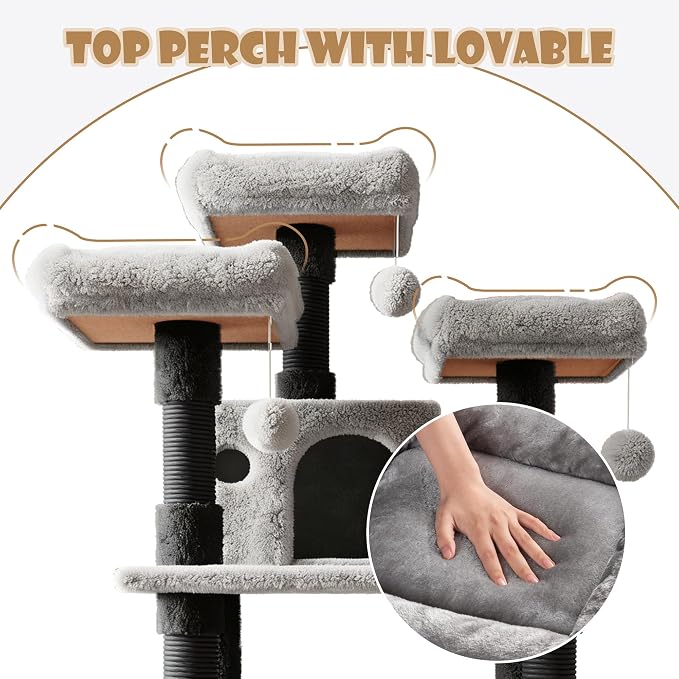 SHA CERLIN 68 Inches Multi-Level Large Cat Tree - Image 4