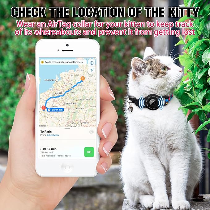 BINGPET AirTag Cat Collar with Bells, Upgraded Safety Elastic Cat Collar with - Image 4