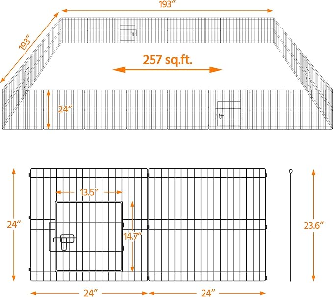 Yaheetech 24 inch 32 Panel Metal Black Heavy Duty Foldable Dog Pen - Image 8