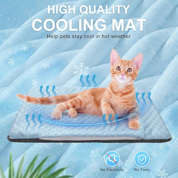 BEAUTYZOO Cooling Mat for Cats & Dogs -20" X 12" Ice Silk Cat Cooling Mat - Image 4