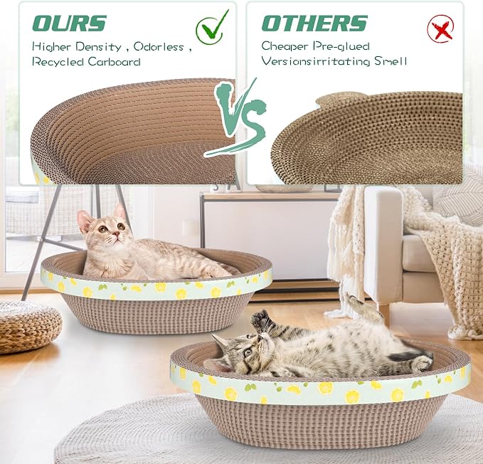 2pc Set Includes 1 X 19.5 Large + 1 X 14.96 Cute Cat Scratcher Cardboard Bed - Image 3