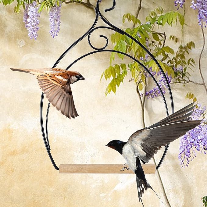 winemana Set of 3 Hummingbird Swings, Rust Resistant Metal Frame, Wooden Dowel - Image 4