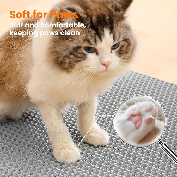 Cat Litter Mat, 24x18 Inches Large Double Layer Honeycomb Cat Litter Trapping - Image 7