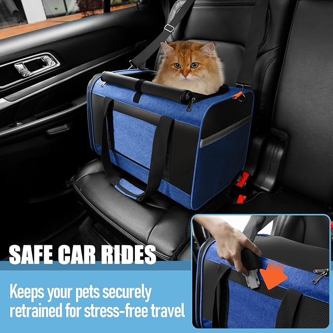 Pet Carrier Large Cats 20 lbs Top Load/Soft Sided Small Dog Travel - Image 5