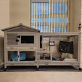 Rabbit Hutch with Waterproof Roof and Pull-Out Tray, 61.2" - GlobalHabitat Supply