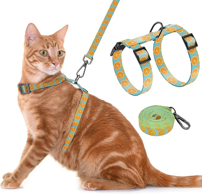 Cat Harness and Leash Set, Adjustable Kitten Harness Escape Proof Cats Harness by Seyezo