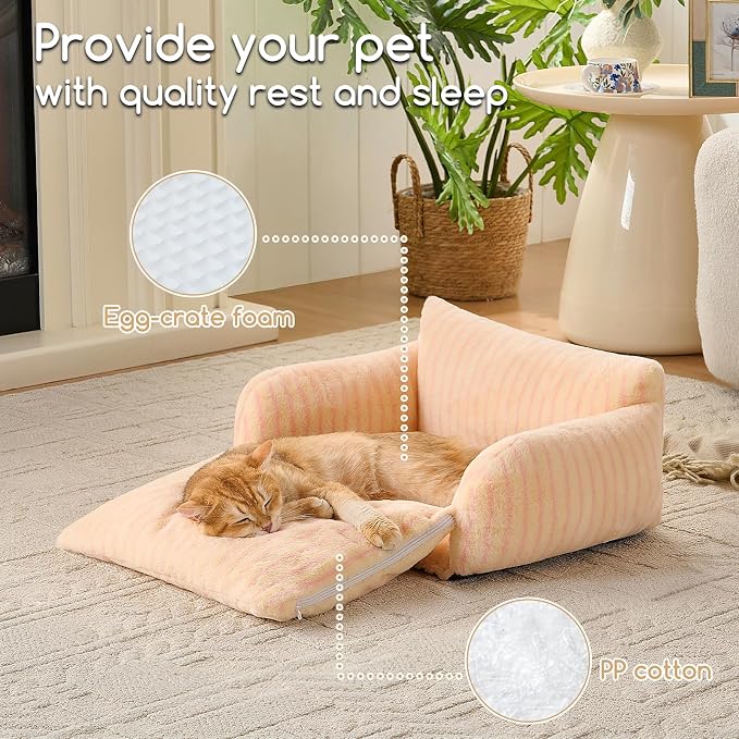 Hollypet Cat Bed Fluffy Plush Mutifuctional Double-Layer Soft Pet Couch - Image 5