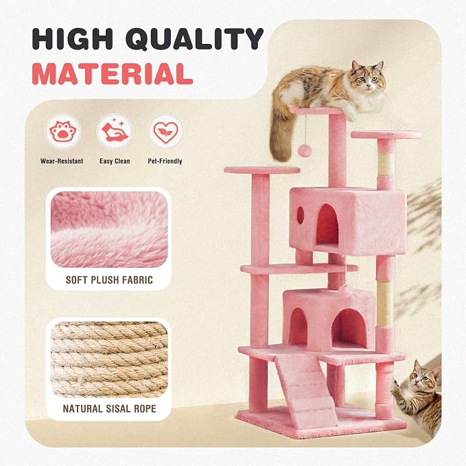 Cat Tree 54 Inch, Sisal Scratching Posts and Climbing Ladder, Pet Play Toy - Image 6
