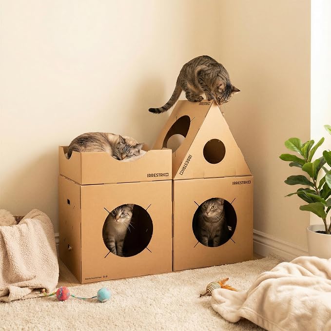 Modular Cardboard Cat Condo System, Bowl-Shaped Cat Bed Module, Foldable - Image 3
