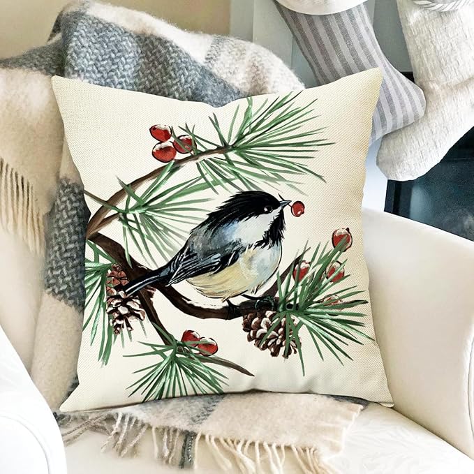 Fahrendom Hello Winter Green Decorative Throw Pillow Covers 20 x 20 Set of 4 - Image 5