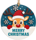 Merry Christmas Ornament, Funny Rustic Christmas Ornament, Cute Reindeer by NELXI
