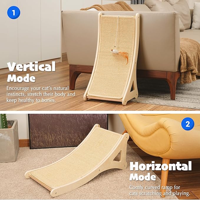 PETKARAY Curved Cat Scratcher, Sisal Kitty Scratching Ramp, L Shape Scratch Pad - Image 2
