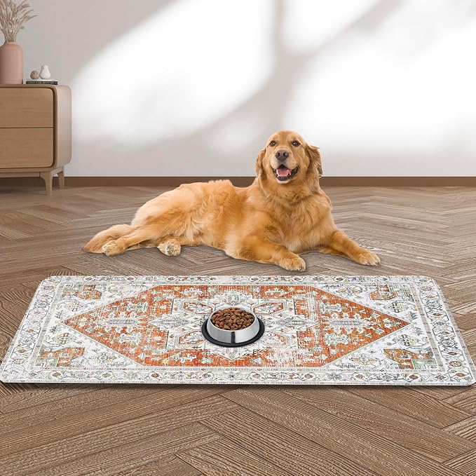 Large Pet Feeding Mat, Non Skid Cat Bowl Mat, No Stains Quick Dry by yuzshin