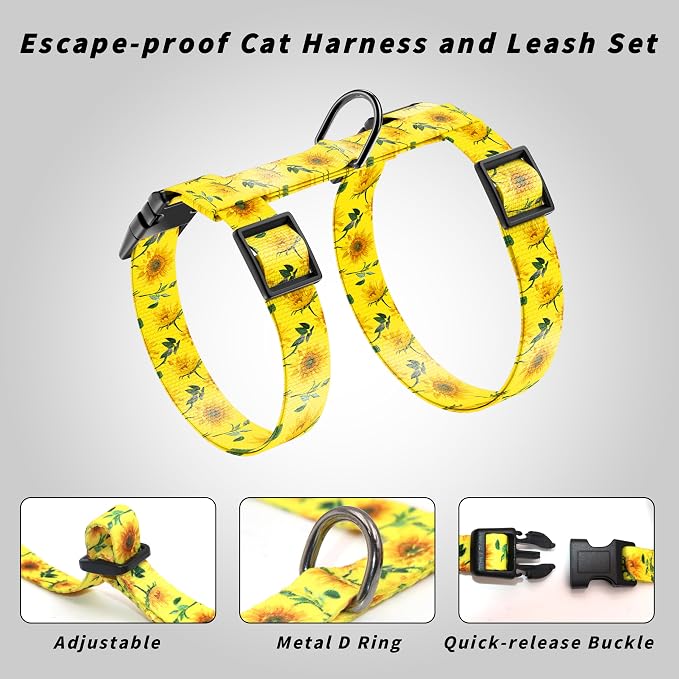 Cat Harness and Leash Set, Adjustable Kitten Harness Escape Proof Cats Harness - Image 4