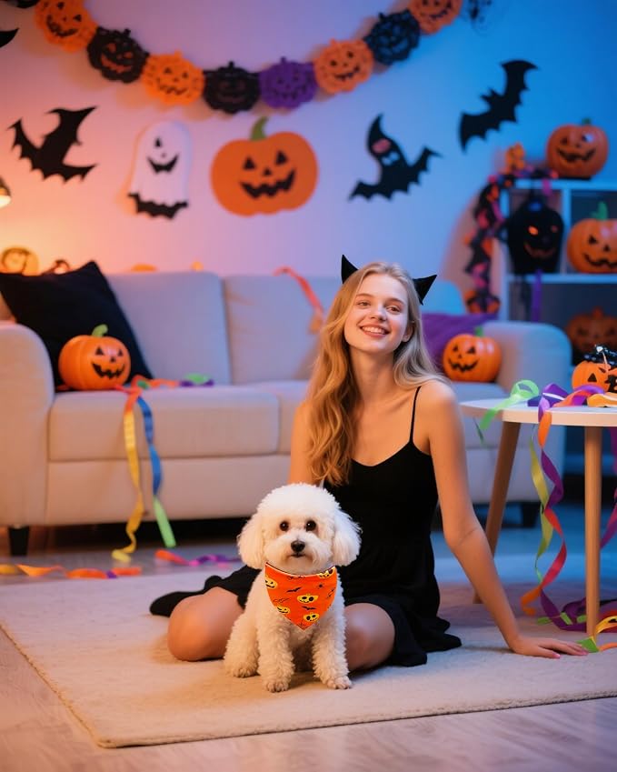 PET SHOW 50 Pack Halloween Small Dog Bandanas Bulk XS Washable Puppy Girl Boy - Image 6