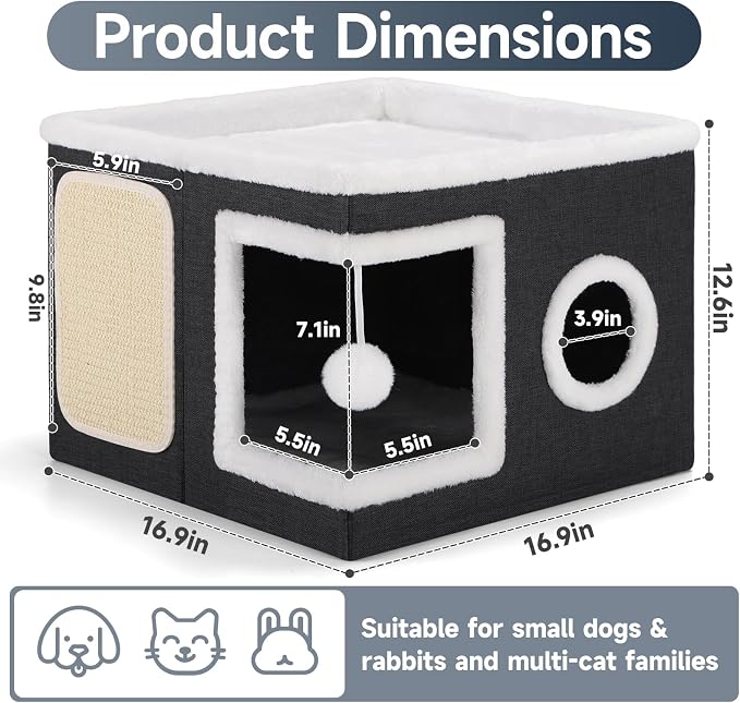 Shikha Cat Beds for Indoor Cats, Large Cat Cave - Image 2