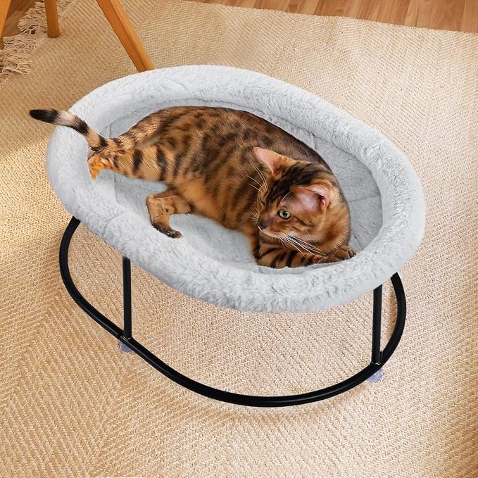 Elevated Cat Hammock Bed for Indoor Cats, Fluffy Warm Cuddle Cats Bed - Image 7
