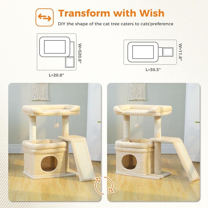 PEQULTI Small Cat Tree Tower for Large Adult Cats - Image 3