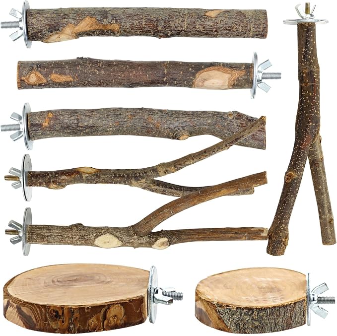8 PCS Natural Bird Perch Set by Unknown