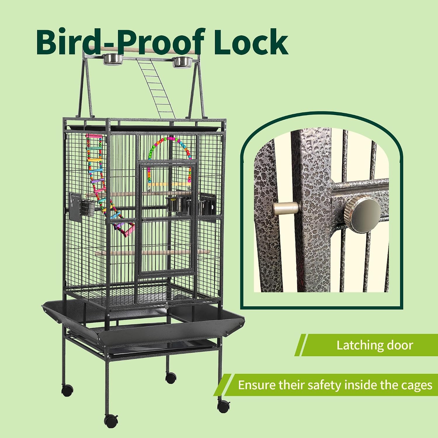 68 Inch Large Bird Cage with Playtop and Stand - GlobalHabitat Supply