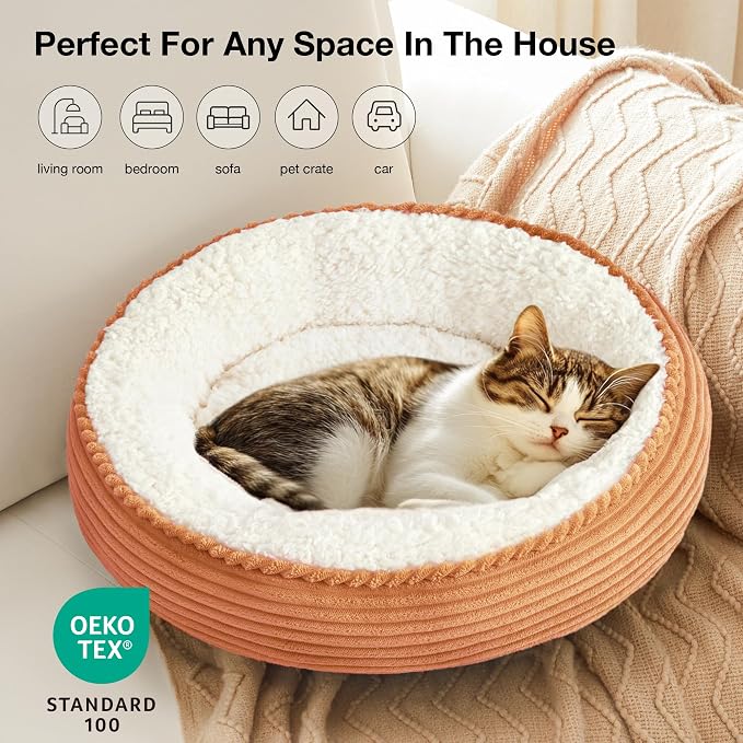 Love's cabin Round Donut Cat and Dog Cushion Bed, 20in Pet Bed - Image 5