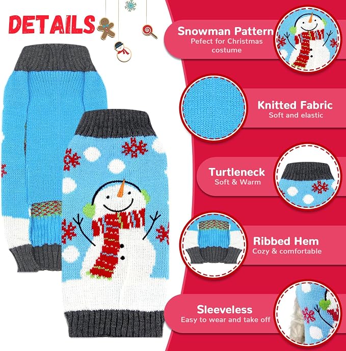 Pet Christmas Dog Sweaters Cute Animal Snowman Printed Puppy Xmas Costumes - Image 4
