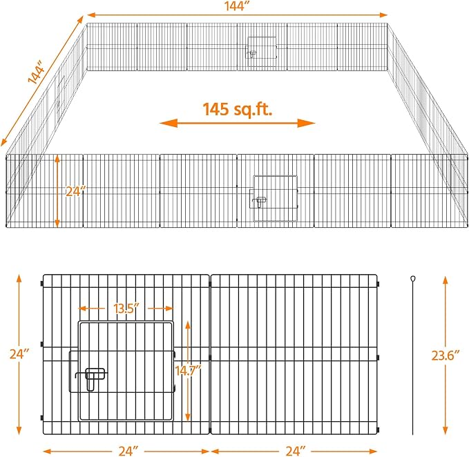 Yaheetech 24 inch 24 Panel Black Heavy Duty Foldable Metal Dog Exercise Pen - Image 9