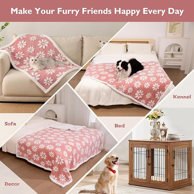 Waterproof Blanket for Dog Cat or Adult, Cute 3D Textured Flower Dog Blanket - Image 4