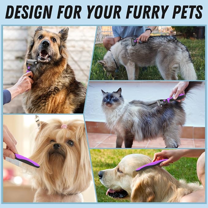 Pet Grooming Brush and Metal Comb Combo - Image 7
