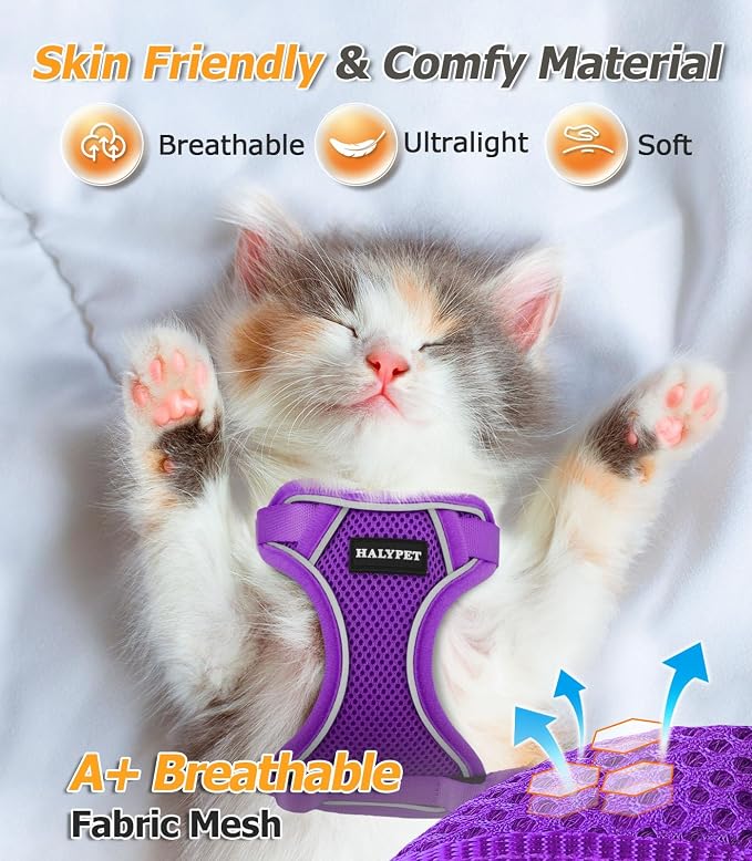 Halypet Cat Harness and Leash Set Escape Proof Adjustable Cat Leash Comfortable - Image 3