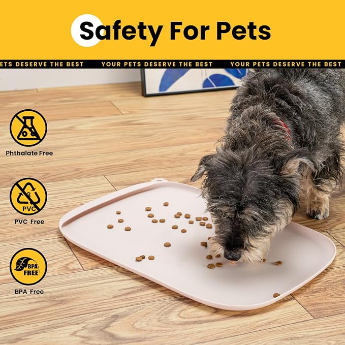 Silicone Dog Food Mat with Side Pocket & Hook Hole, Soft Raised Edges, Easy - Image 6