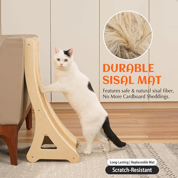 PETKARAY Curved Cat Scratcher, Sisal Kitty Scratching Ramp, L Shape Scratch Pad - Image 3