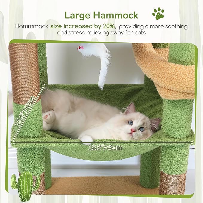 Globlazer Extra Large Platform Cactus Cat Tree, 65in Sturdy Cat Tree - Image 5
