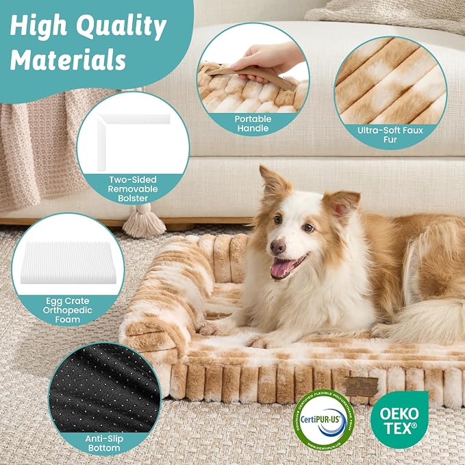 Cute Dog Bed, Faux Rabbit Fur Orthopedic Foam Dog Bed - Image 6