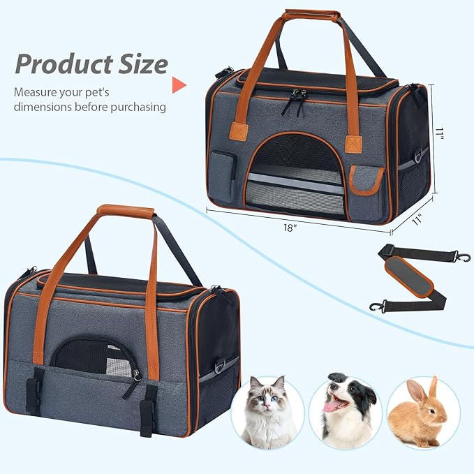 Pesen 18x11x11 Inches Cat Carrier– Fits Pets Up to 16 lbs, Anti-Collapse Design - Image 6