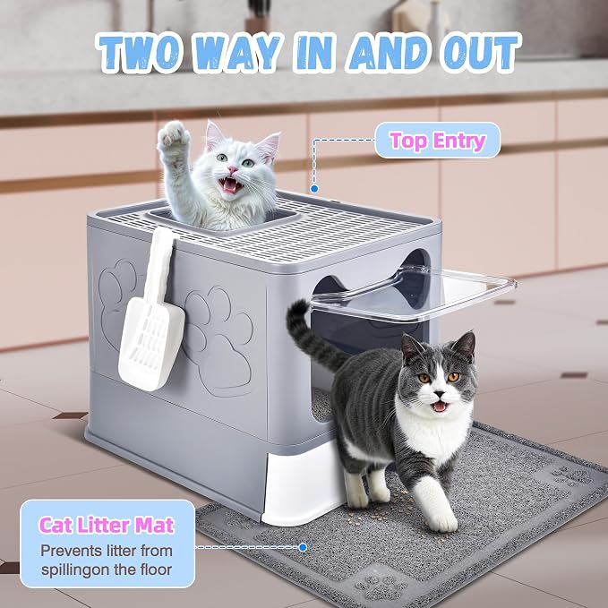 Enclosed Cat Litter Box with Lid Foldable Potty, Drawer Type Extra Large Cover - Image 4